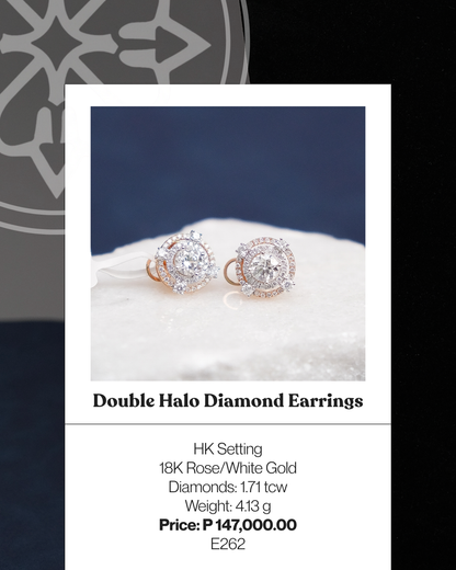 Double Halo Diamond Earrings