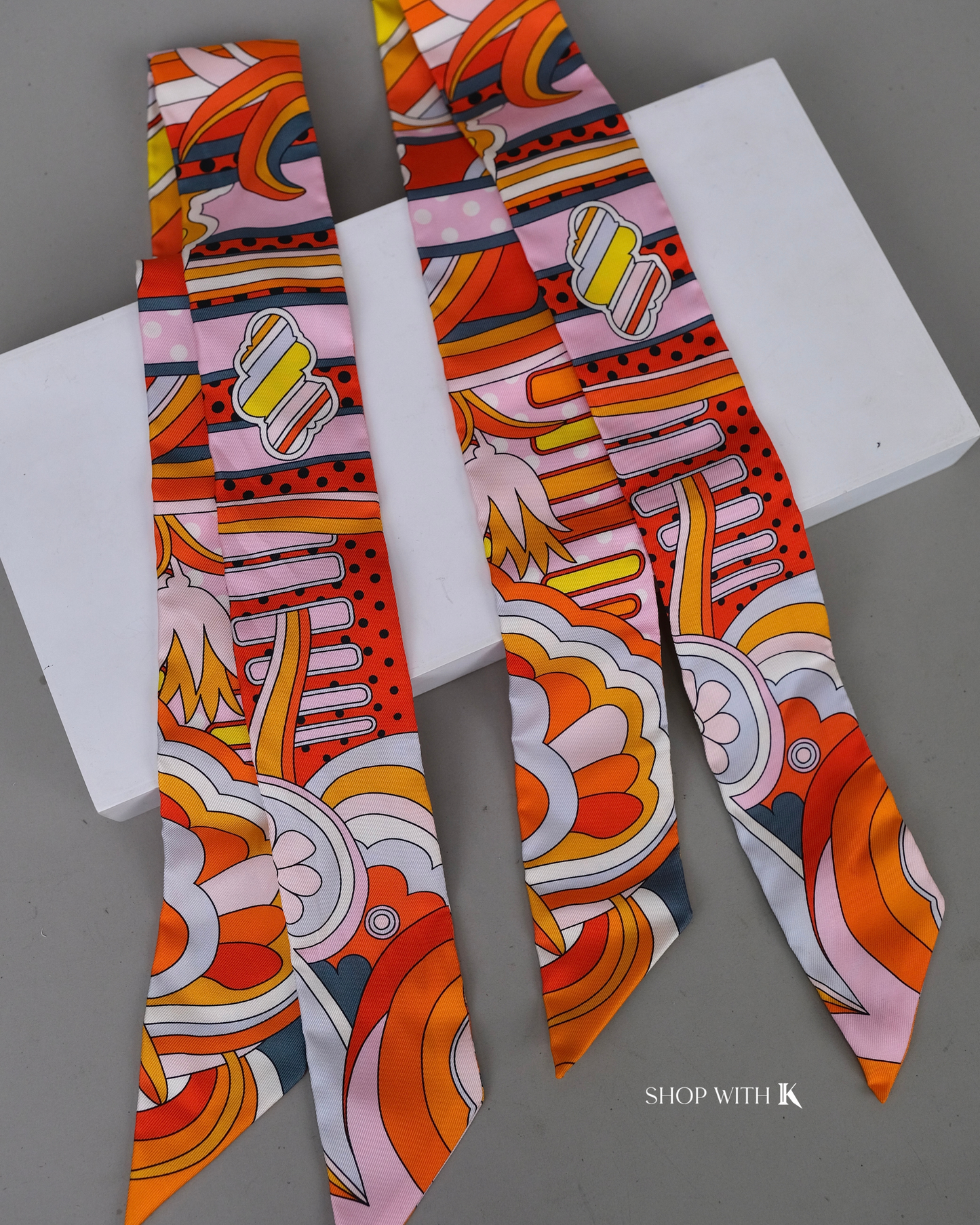 Hermes Twilly Silk Scarf Orange