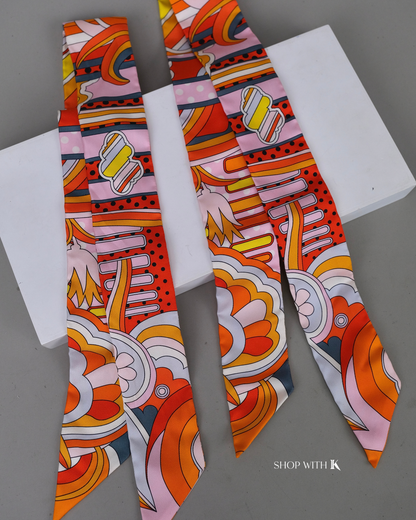 Hermes Twilly Silk Scarf Orange