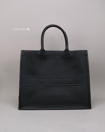 Dior Book Tote Black Oblique Embossed Calfskin Large