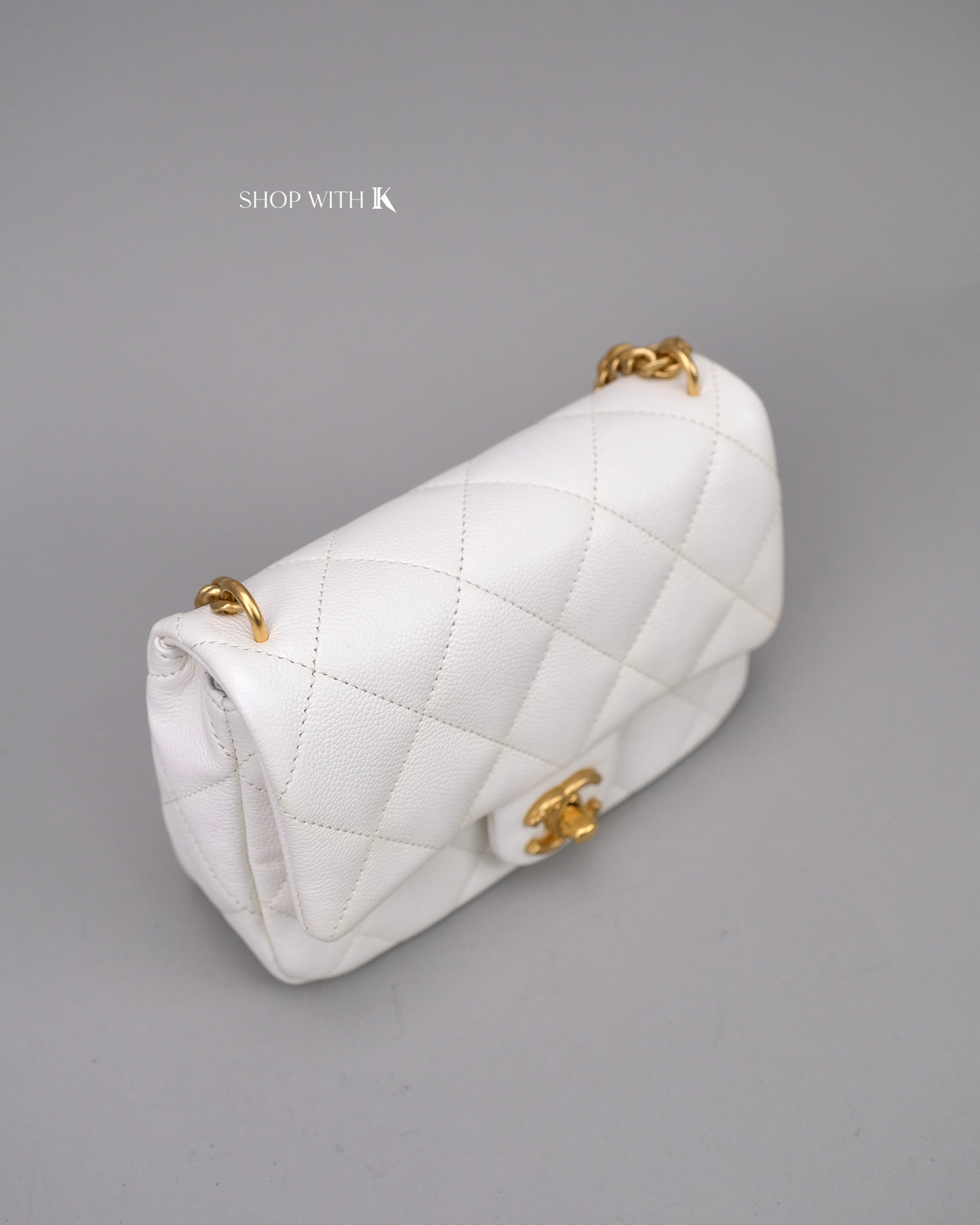 Chanel Mini Square Flap Heart Crush White