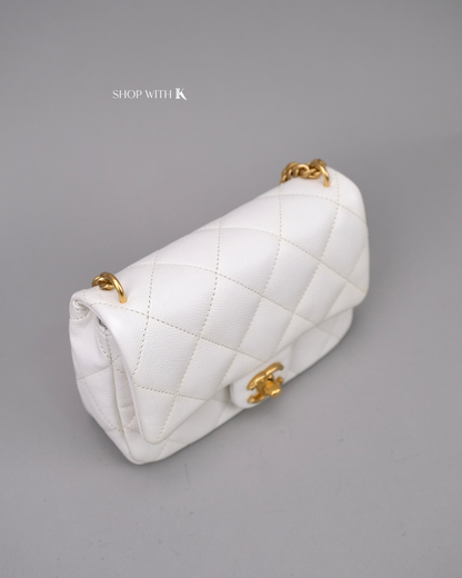 Chanel Mini Square Flap Heart Crush White