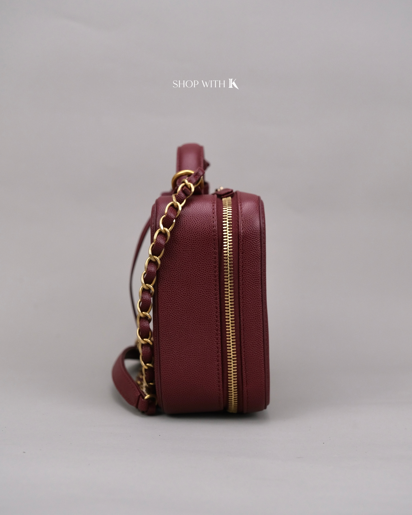 Chanel Filigree Vanity Case Burgundy