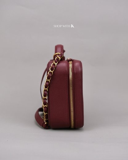Chanel Filigree Vanity Case Burgundy