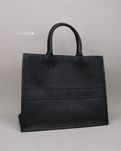 Dior Book Tote Black Oblique Embossed Calfskin Large