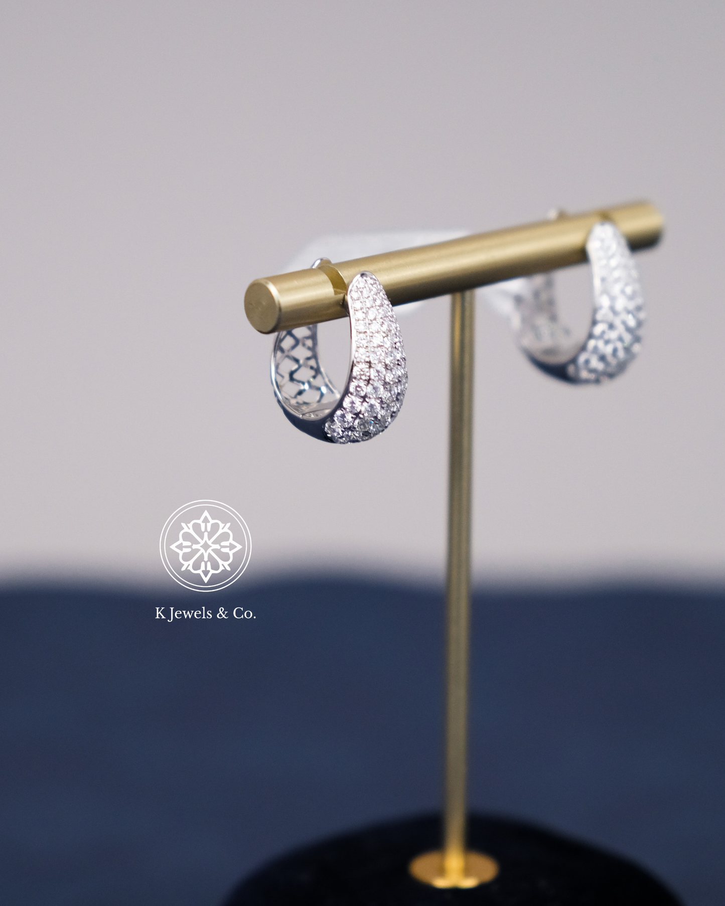 Diamond Loop Earrings in White Gold