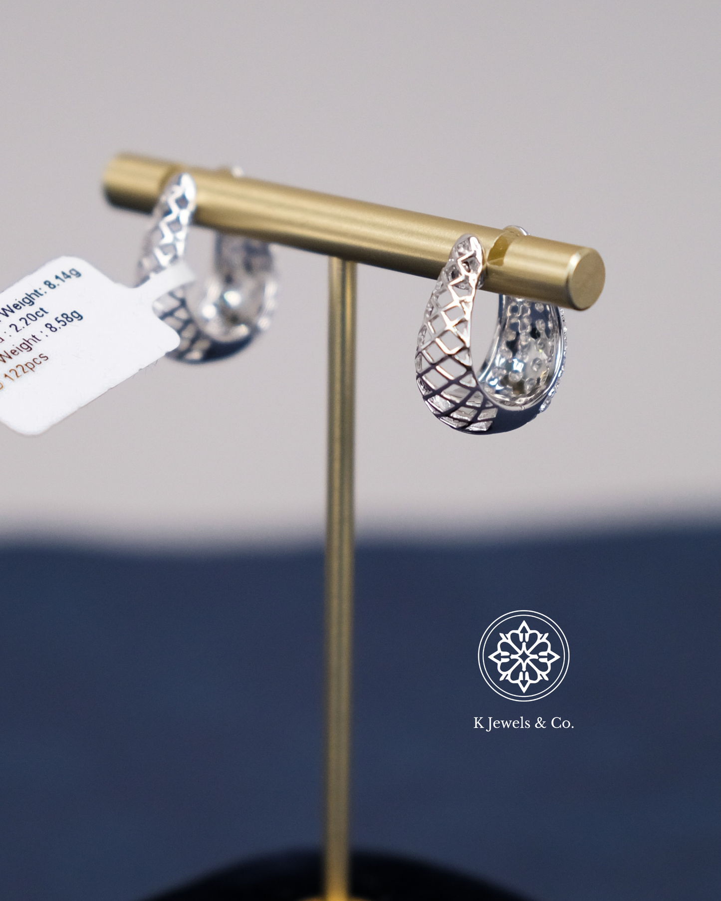 Diamond Loop Earrings in White Gold