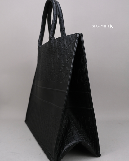 Dior Book Tote Black Oblique Embossed Calfskin Large