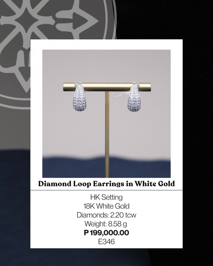 Diamond Loop Earrings in White Gold