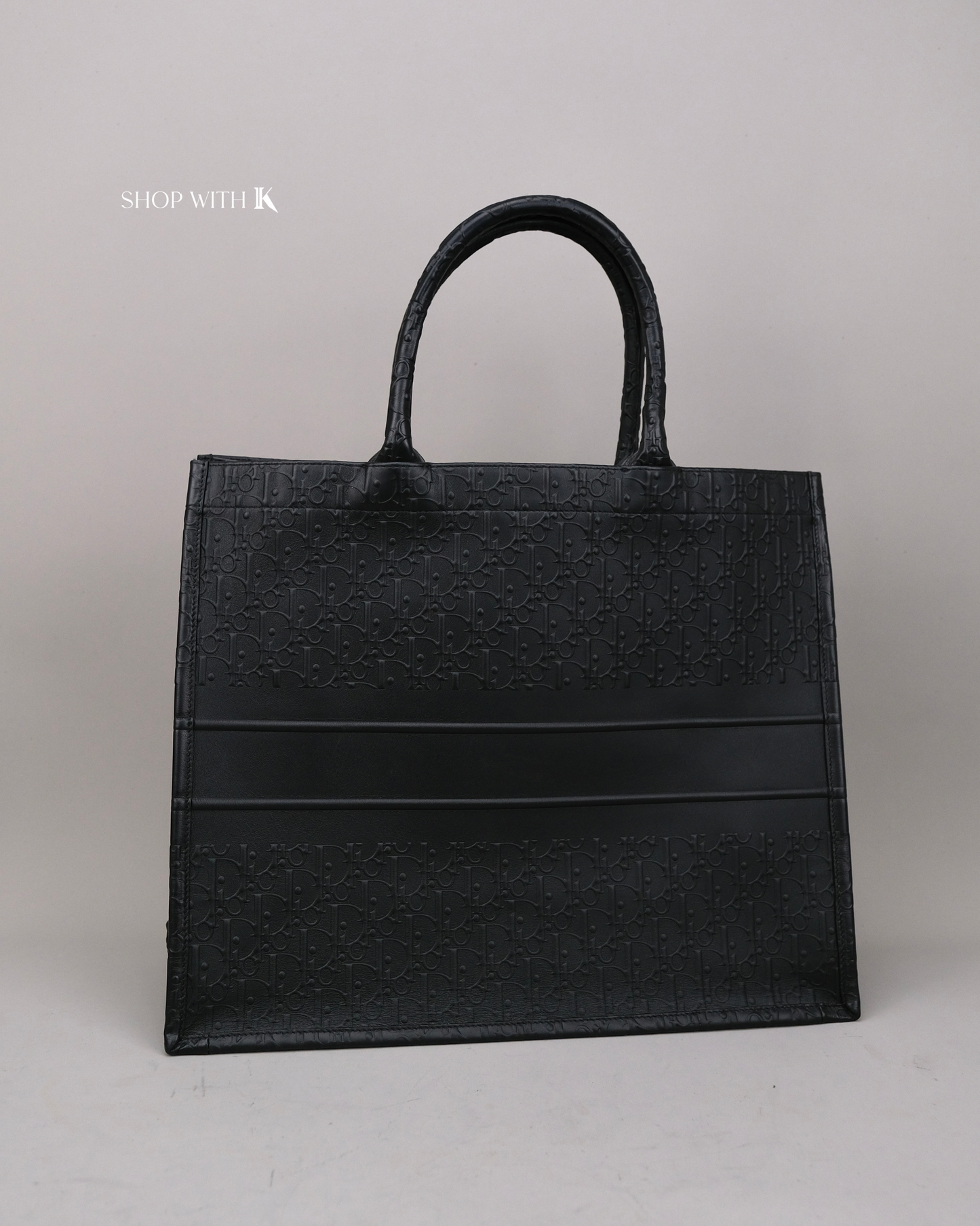 Dior Book Tote Black Oblique Embossed Calfskin Large