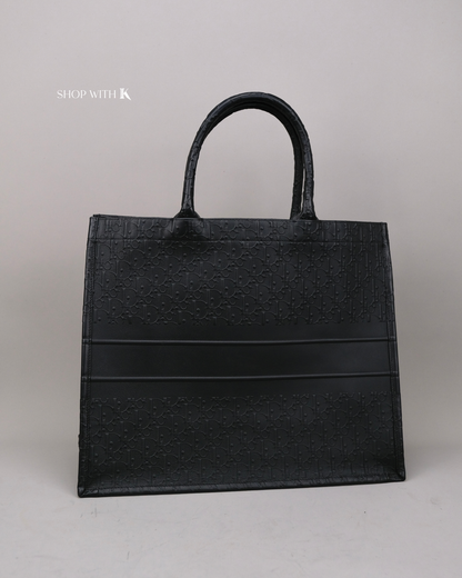 Dior Book Tote Black Oblique Embossed Calfskin Large