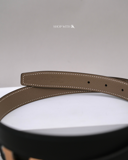 Hermes Constance Belt Black/Etoupe RGHW