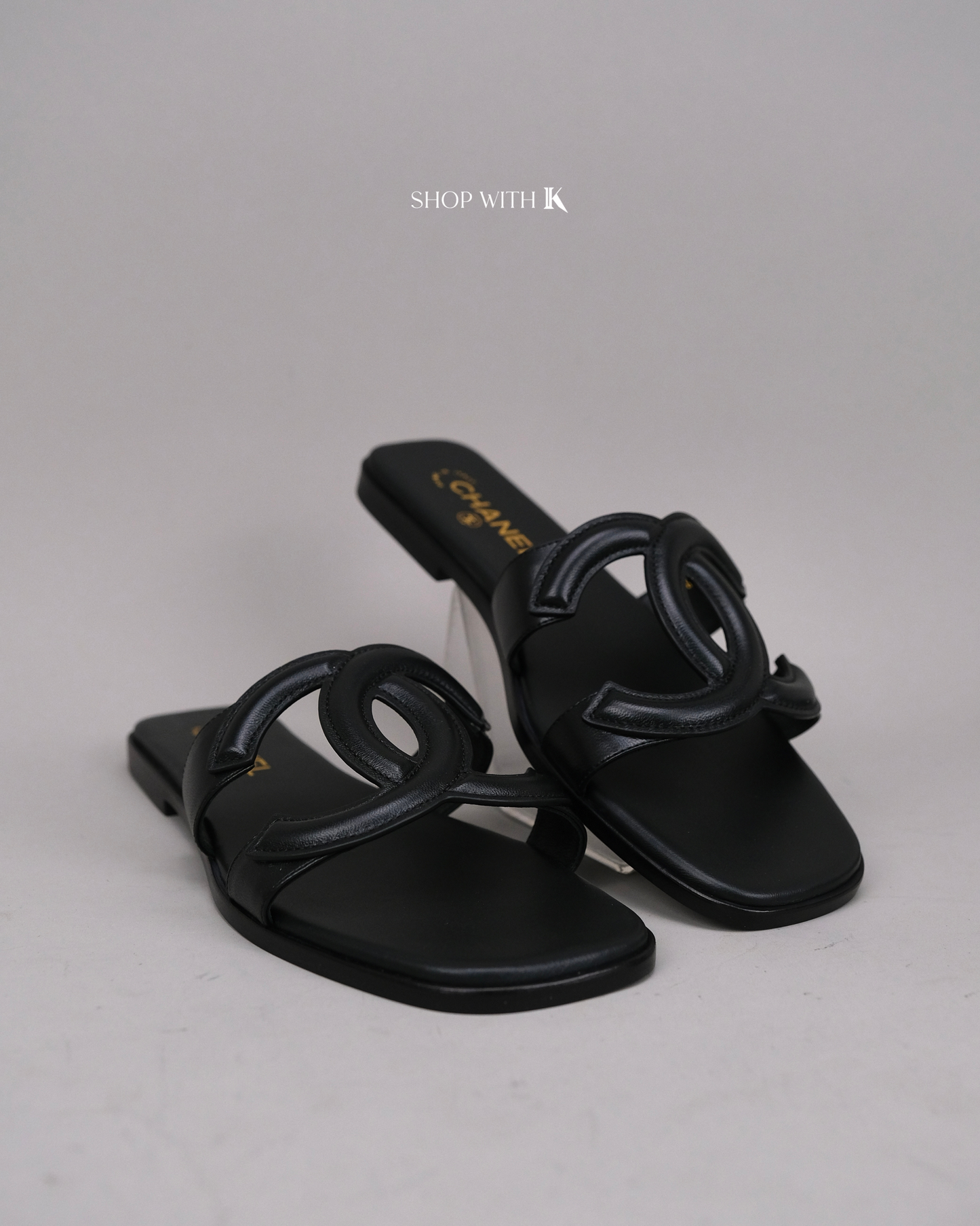 Chanel CC Logo Mules Black