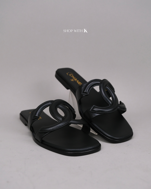 Chanel CC Logo Mules Black