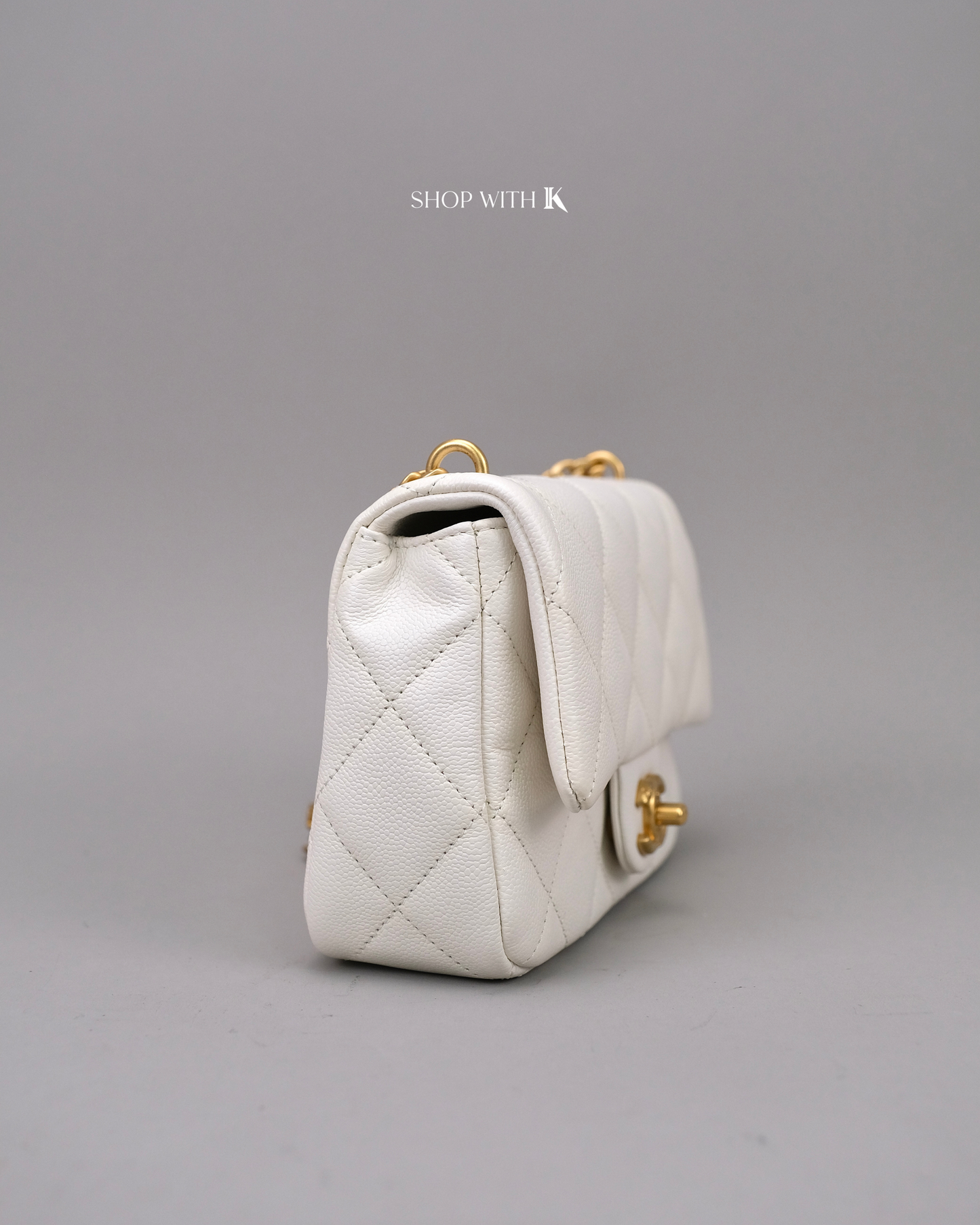 Chanel Mini Square Flap Heart Crush White