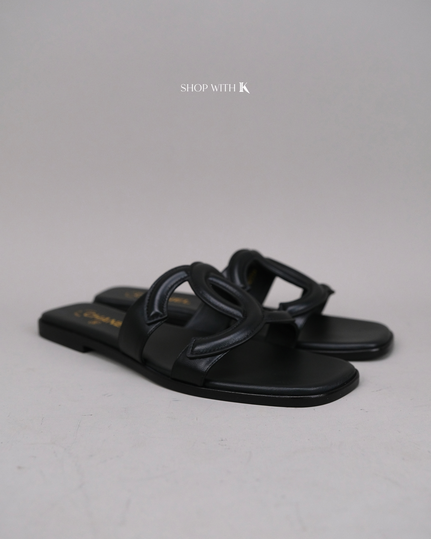 Chanel CC Logo Mules Black