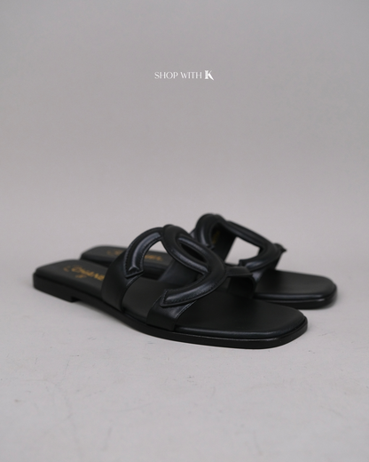Chanel CC Logo Mules Black