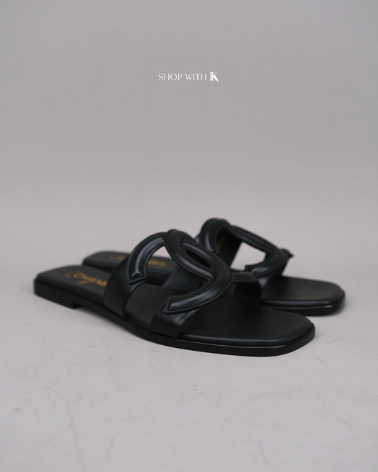 Chanel CC Logo Mules Black
