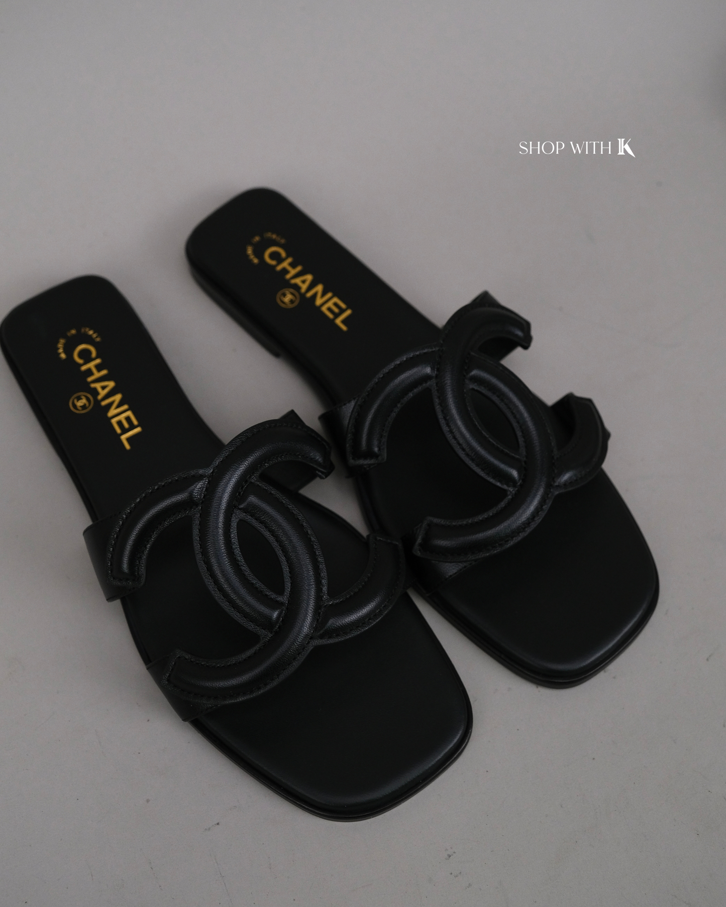 Chanel CC Logo Mules Black