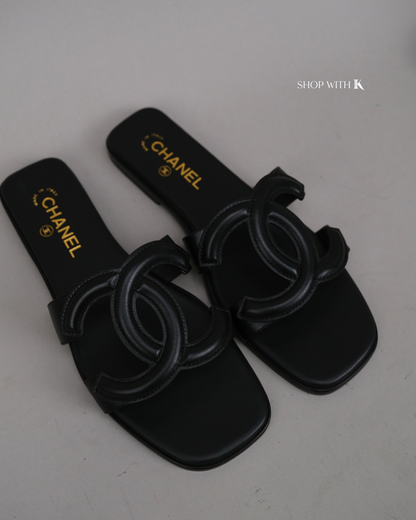 Chanel CC Logo Mules Black