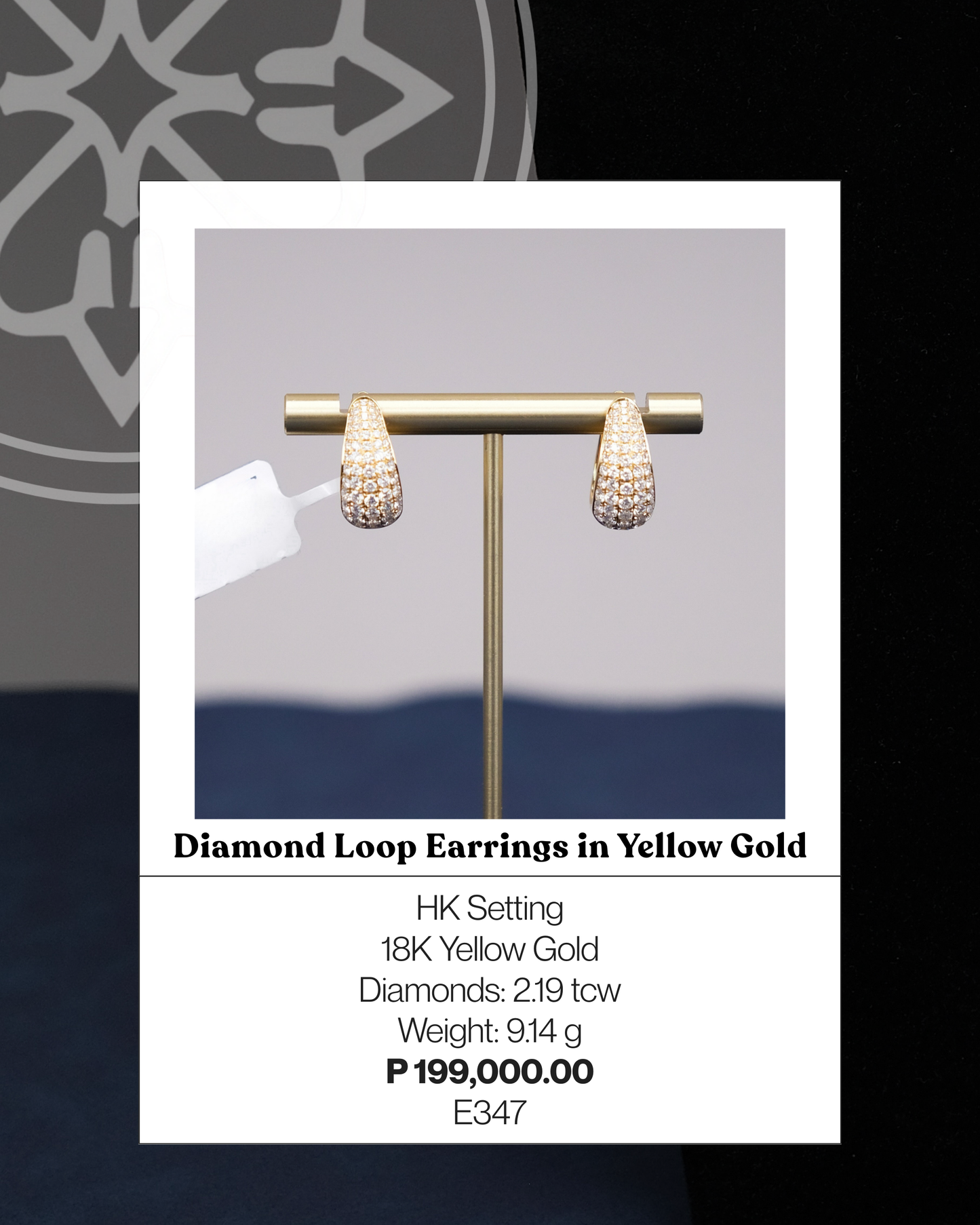 Diamond Loop Earrings in Yellow Gold