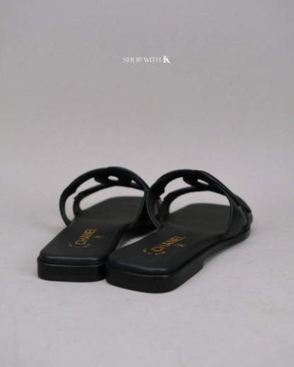 Chanel CC Logo Mules Black