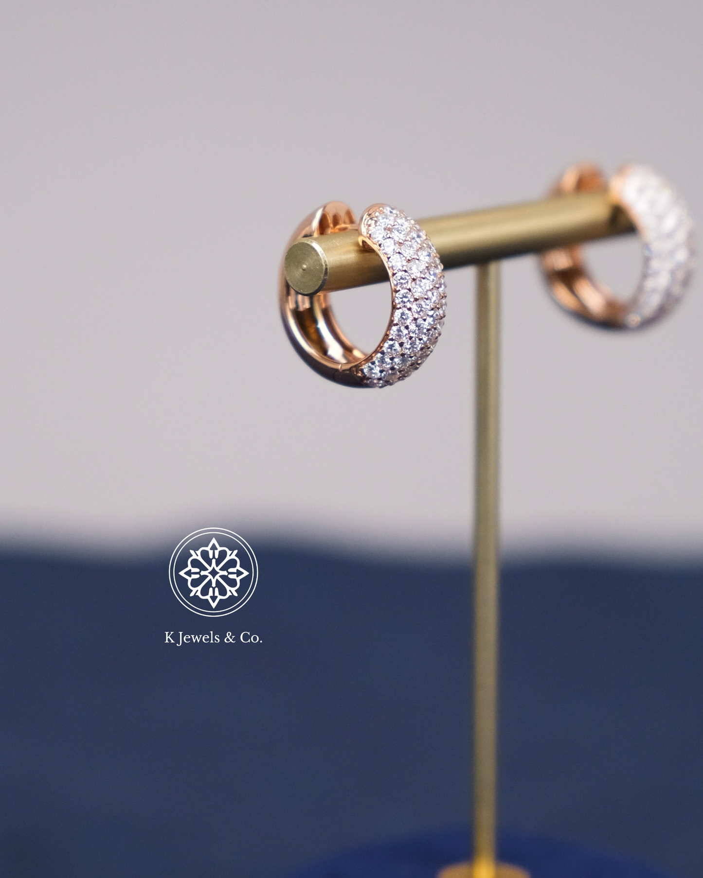 Diamond Loop Earrings in Rose Gold