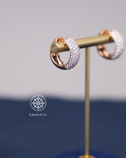 Diamond Loop Earrings in Rose Gold