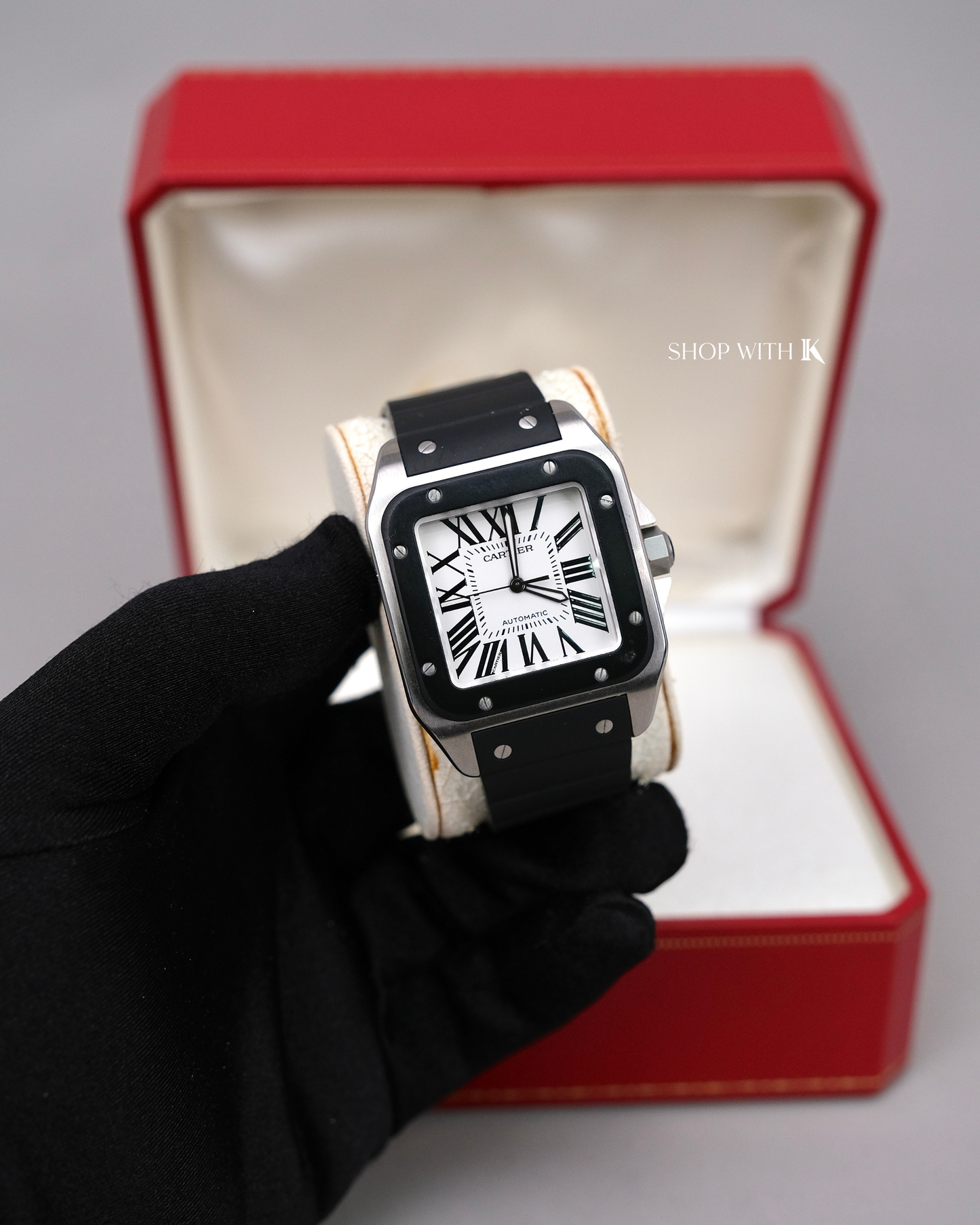 Cartier Santos Black Rubber Bezel 100