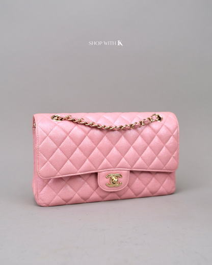 Chanel Double Flap Medium Iridescent Pink CGHW
