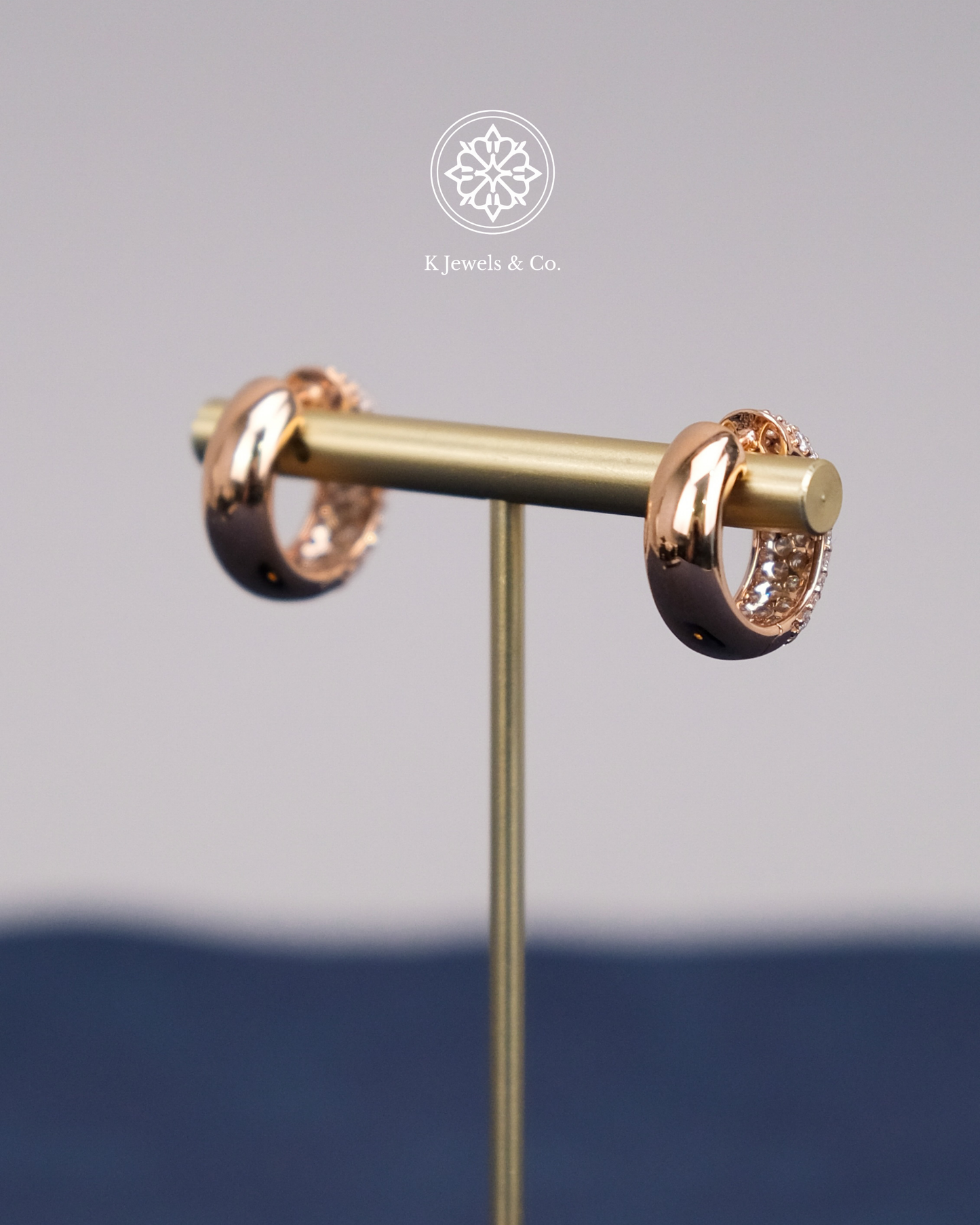 Diamond Loop Earrings in Rose Gold