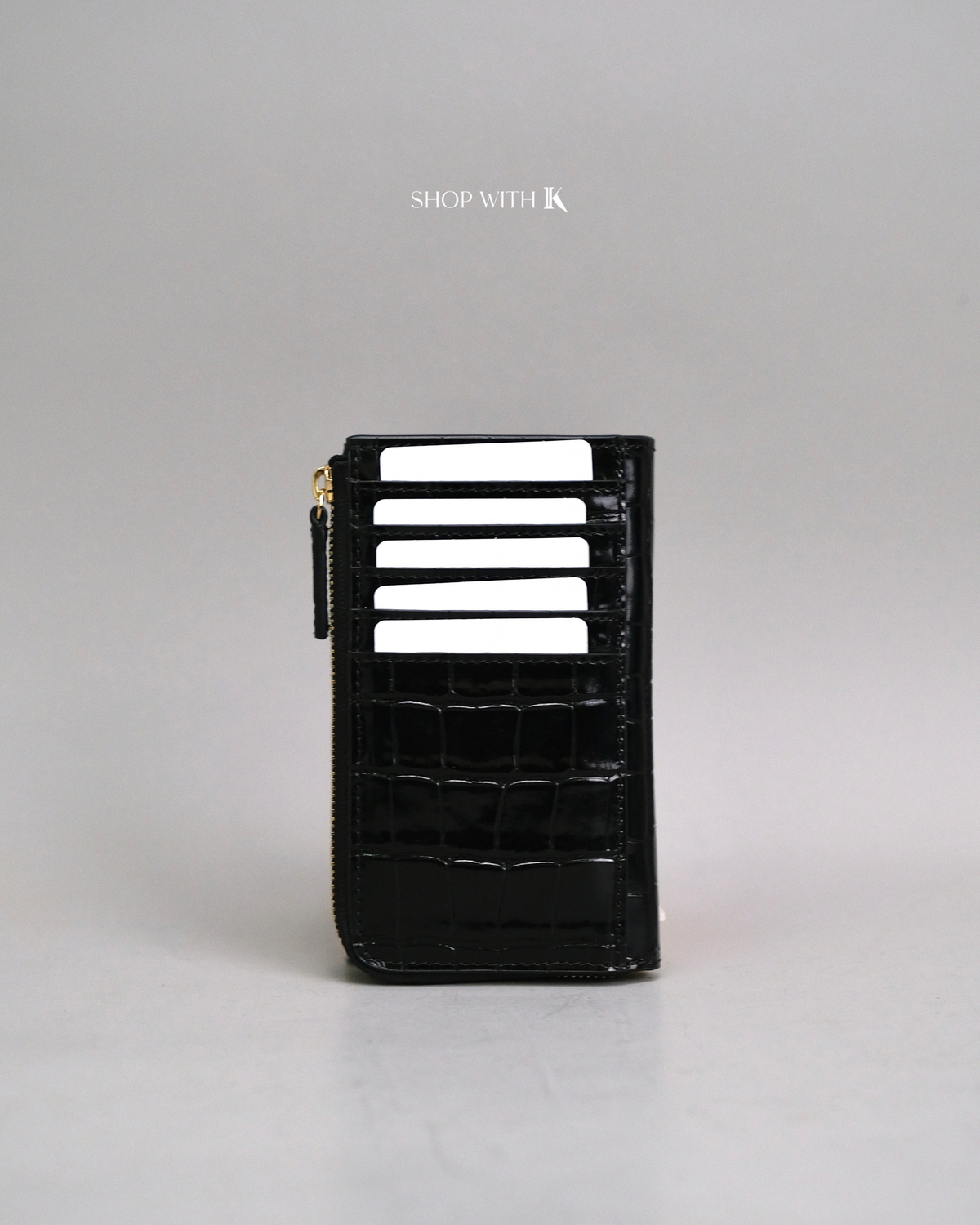 Chanel Zip Around Croc Stamp Cardholder