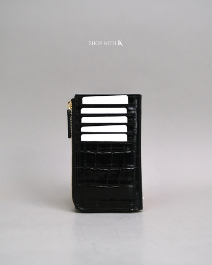 Chanel Zip Around Croc Stamp Cardholder