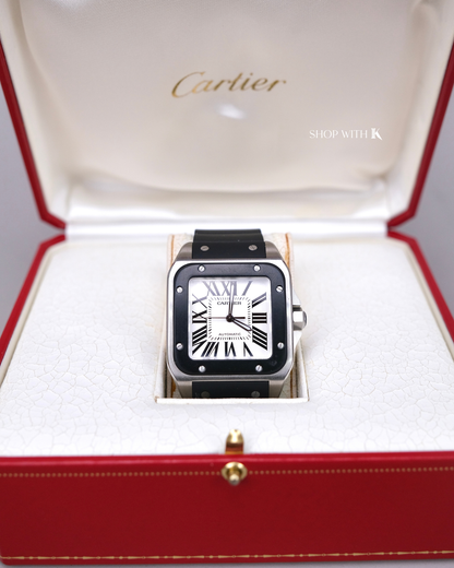Cartier Santos Black Rubber Bezel 100