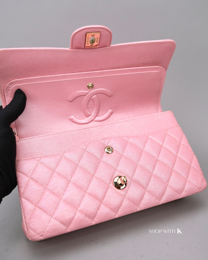 Chanel Double Flap Medium Iridescent Pink CGHW