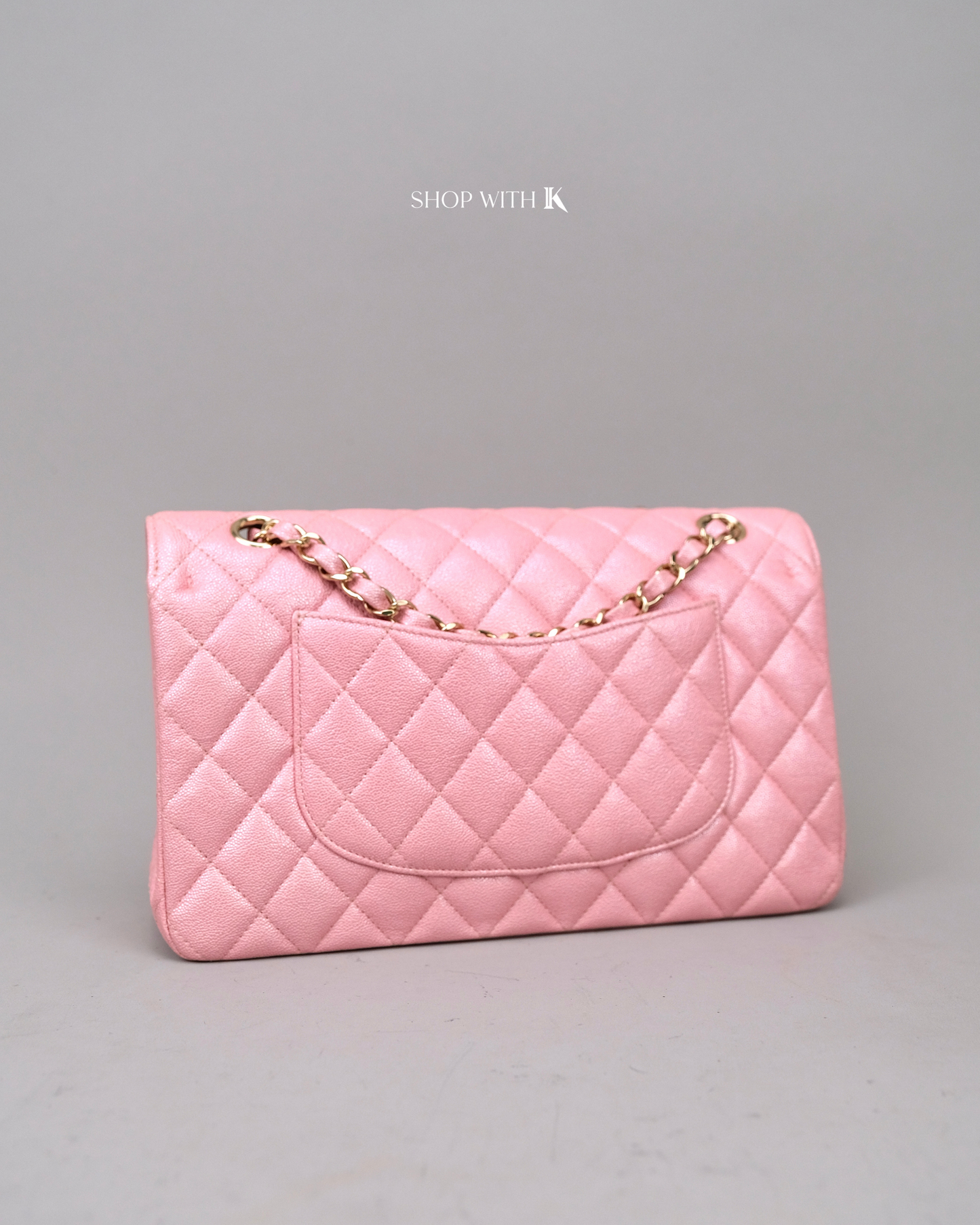 Chanel Double Flap Medium Iridescent Pink CGHW