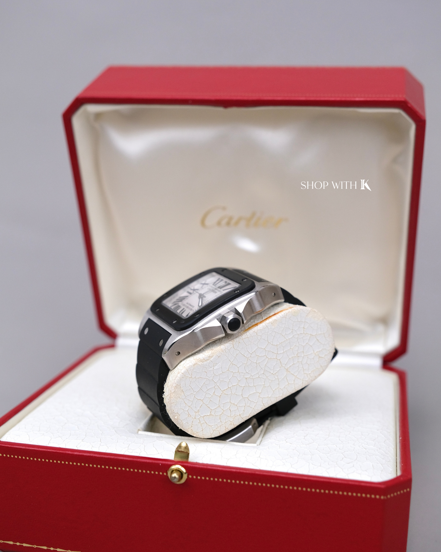Cartier Santos Black Rubber Bezel 100