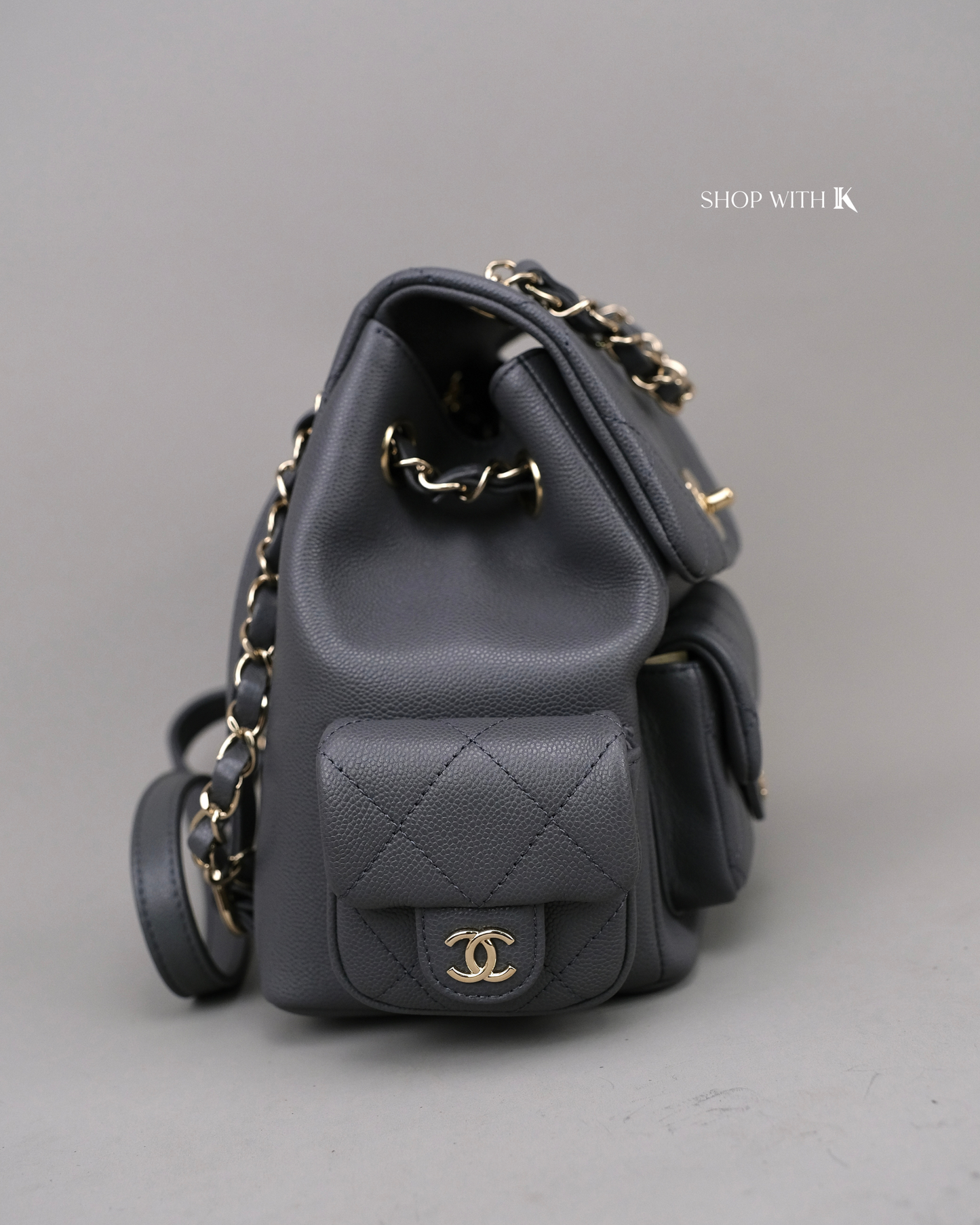 Chanel 23k New Tank Duma Backpack Dark Gray