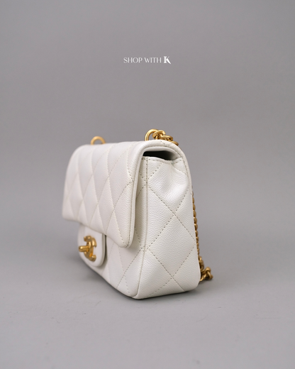 Chanel Mini Square Flap Heart Crush White