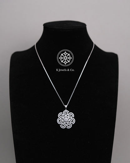 Flower Diamond Pendant w/ Chain