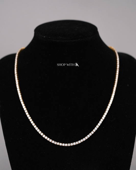 Diamond Tennis Necklace in Yellow Gold