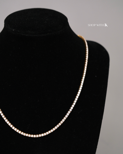 Diamond Tennis Necklace in Yellow Gold