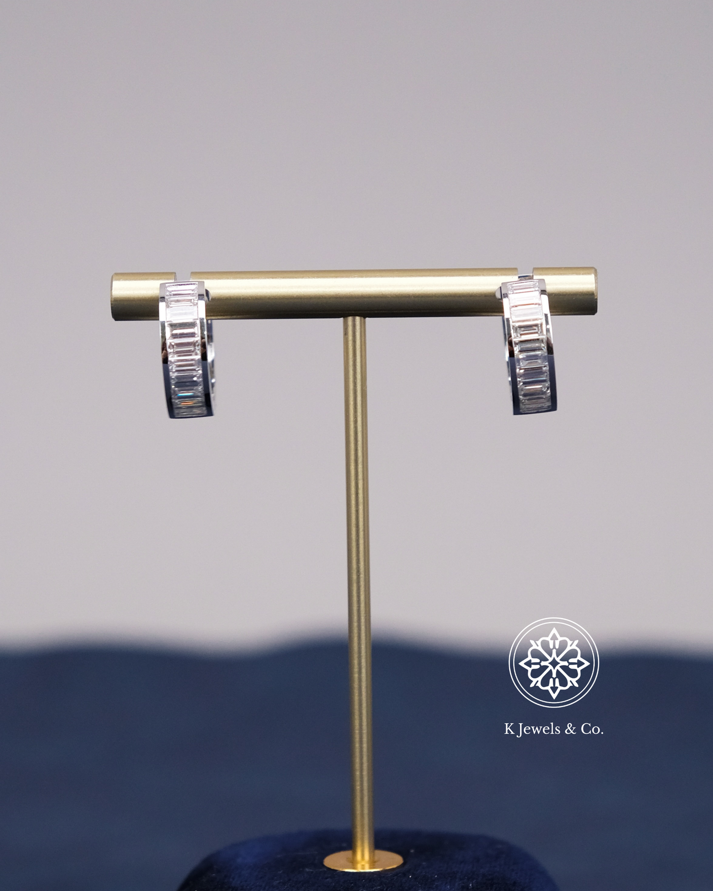 Diamond Loop Earrings in White Gold