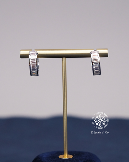 Diamond Loop Earrings in White Gold