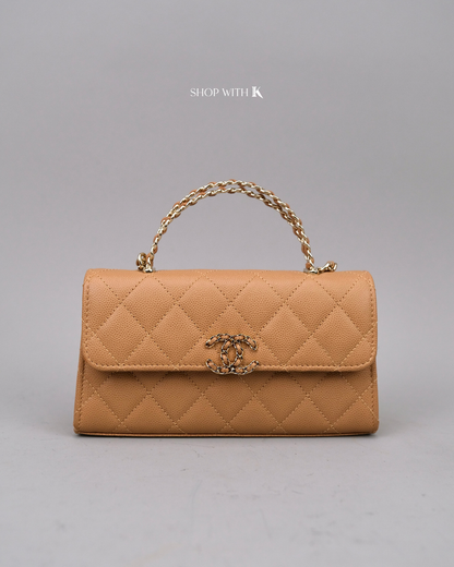 Chanel Kelly Clutch Dark Beige