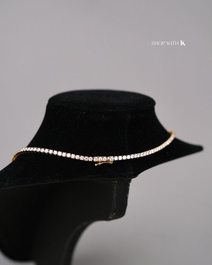 Diamond Tennis Necklace in Yellow Gold