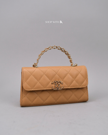 Chanel Kelly Clutch Dark Beige