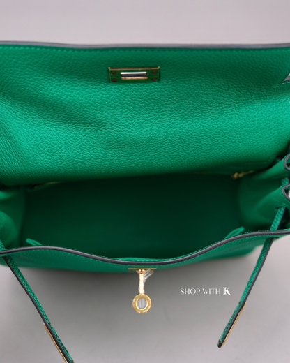 Hermes Kelly 25 Vert Menthe Lizard Touch GHW