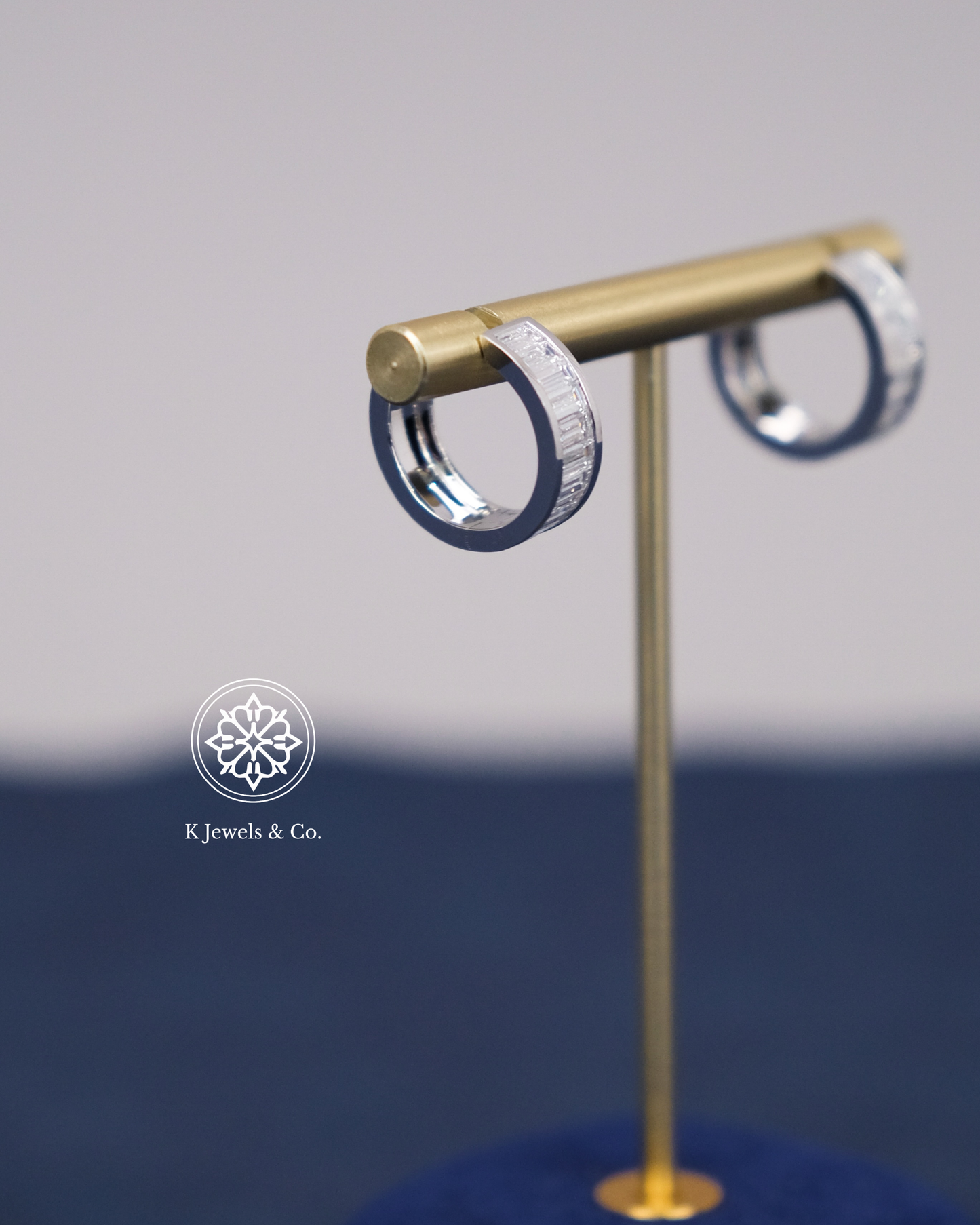 Diamond Loop Earrings in White Gold