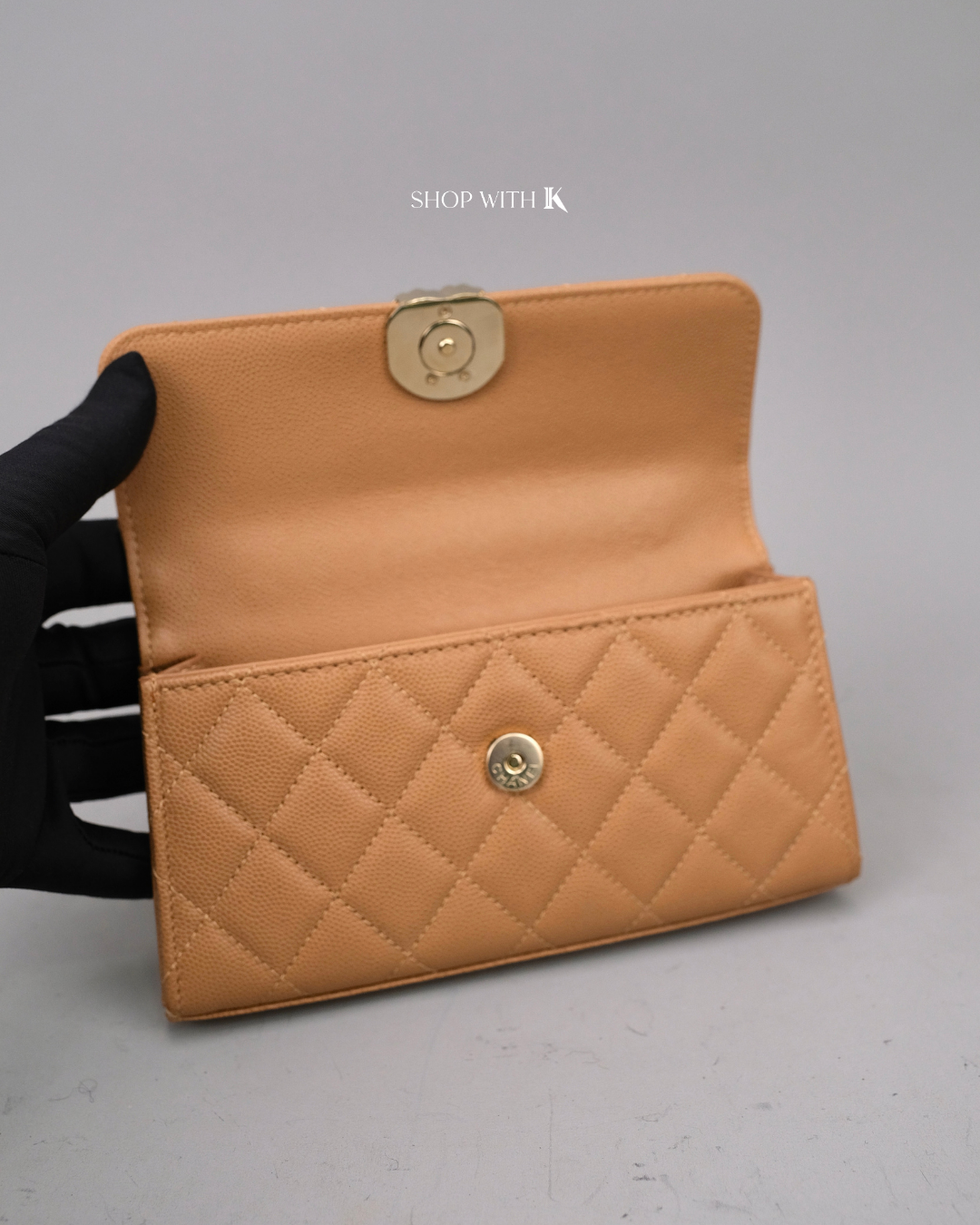 Chanel Kelly Clutch Dark Beige